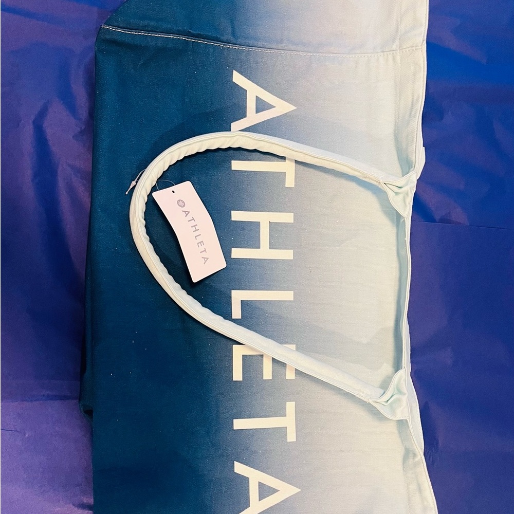 Athleta Blue and White Tote Bag